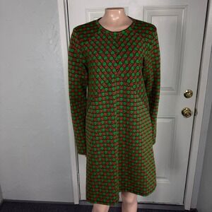 Anthropologie Maeve Jacquard Shift Mini Dress Medium Geometric Cut out Retro X16